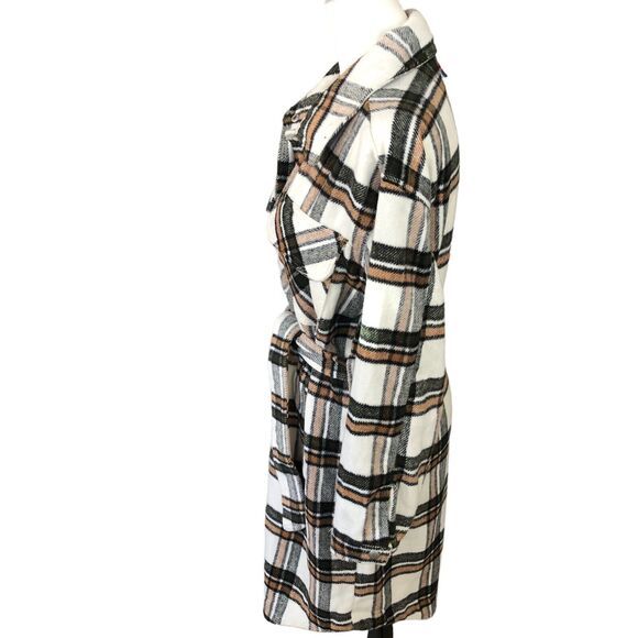 Blank‎ NYC Soft Cozy Flannel Shacket Jacket Preppy Clueless Plaid Longline - Picture 4 of 14